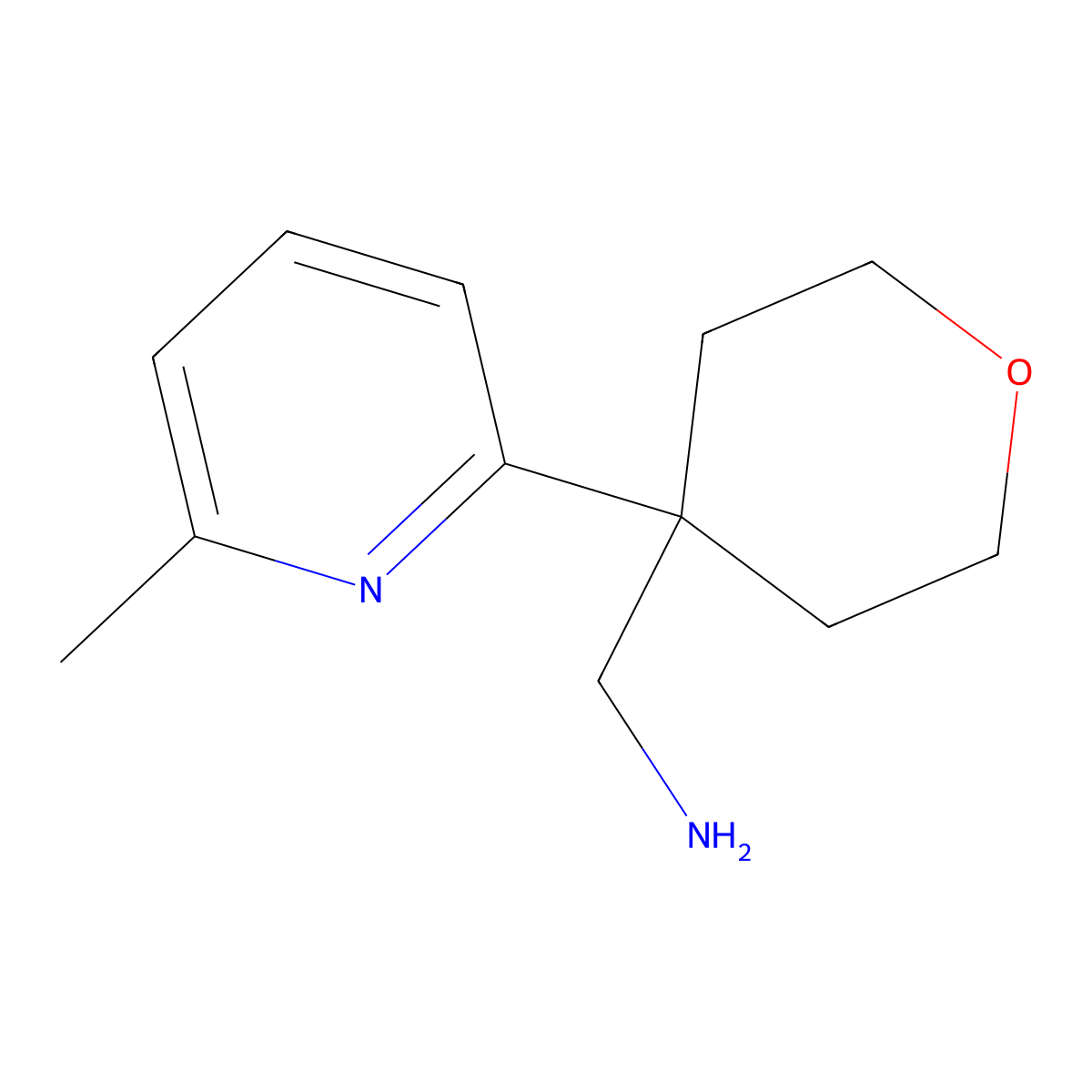 [4-(6-Methylpyridin-2-yl)oxan-4-yl]methanamine molecular structure, CAS 1439896-53-3