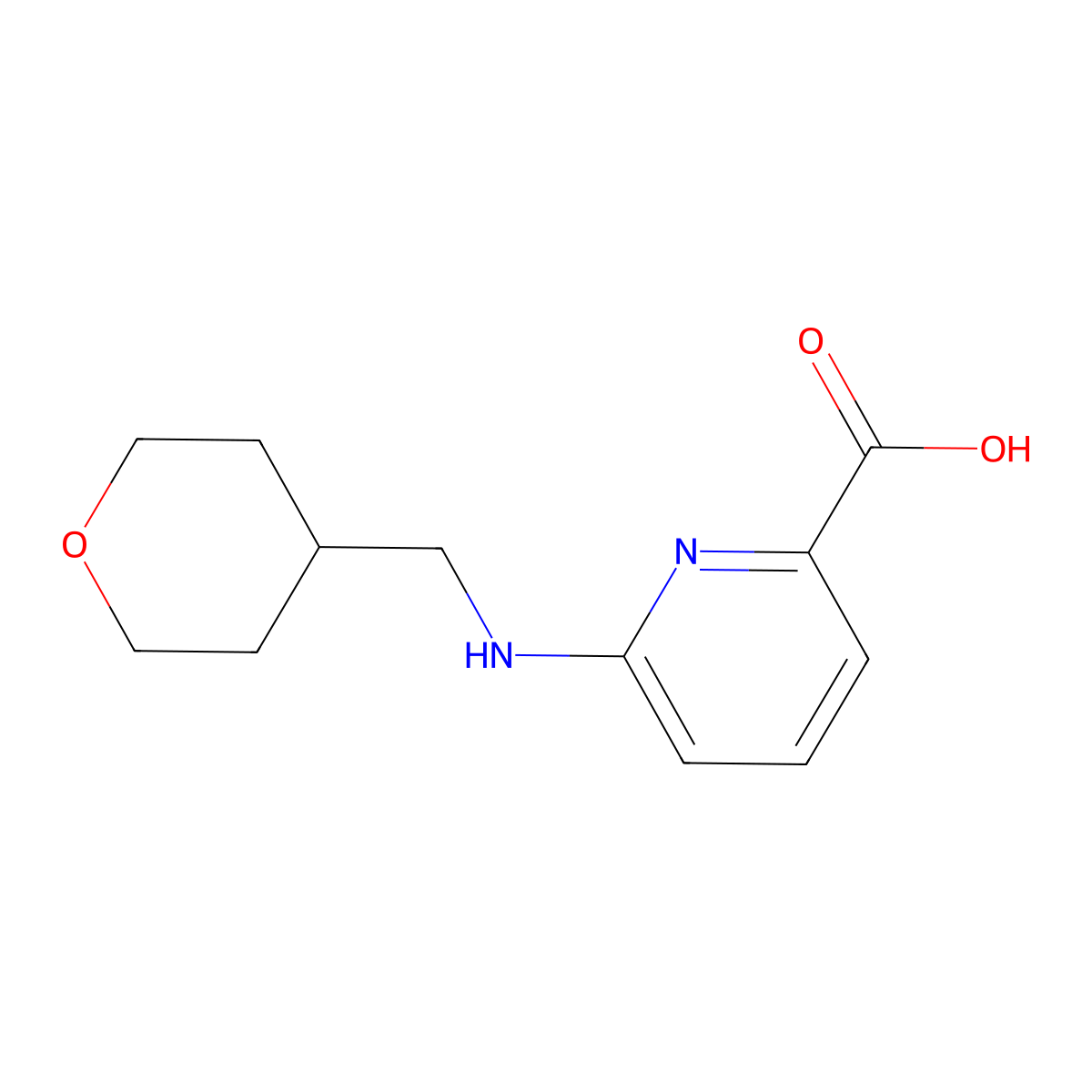 6-[(Tetrahydro-2H-pyran-4-ylmethyl)amino]picolinic acid molecular structure, CAS 1439896-59-9