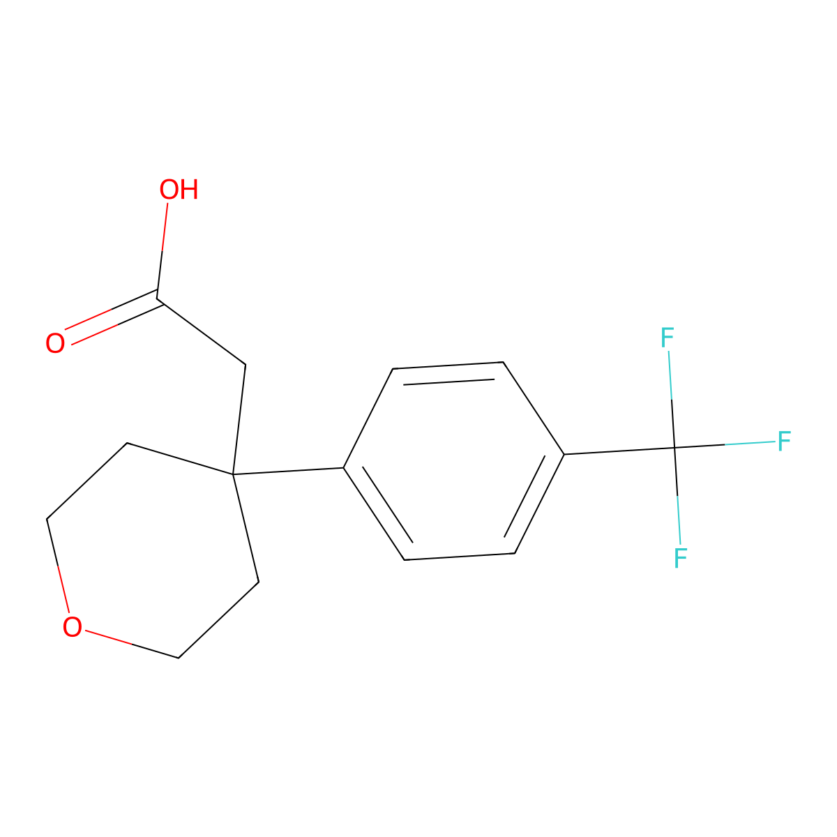 2-{4-[4-(Trifluoromethyl)phenyl]oxan-4-yl}acetic acid molecular structure, CAS 1439896-72-6