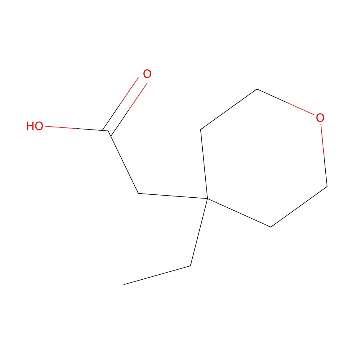 2-(4-Ethyl-tetrahydro-2H-pyran-4-yl)acetic acid molecular structure, CAS 1439896-77-1