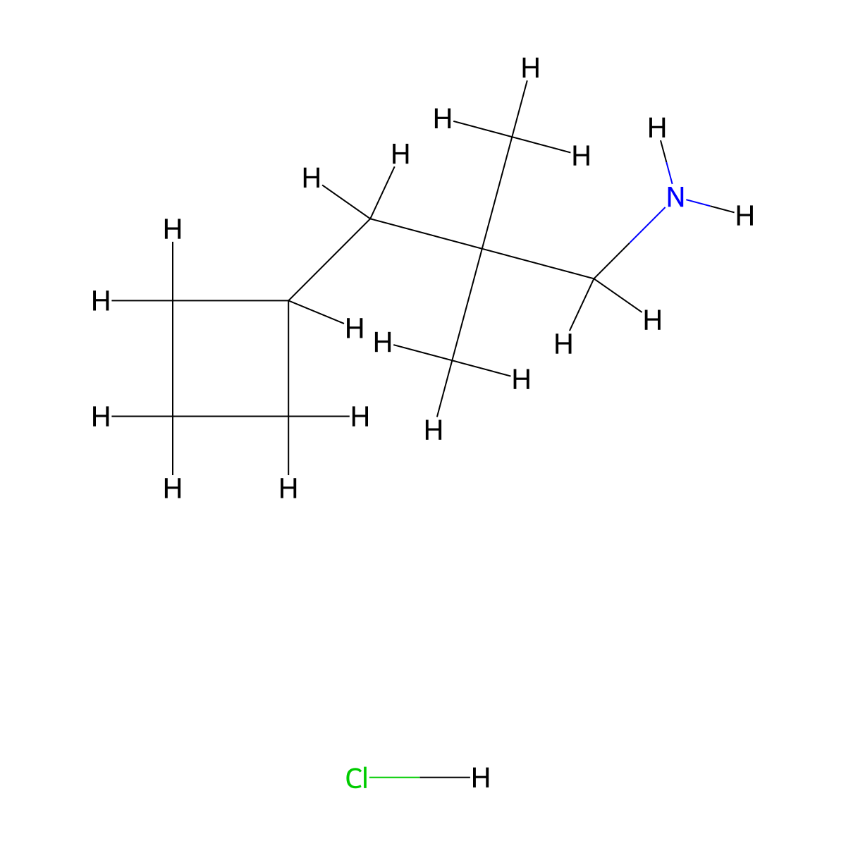 3-Cyclobutyl-2,2-dimethylpropan-1-aminehydrochloride molecular structure, CAS 1439897-00-3