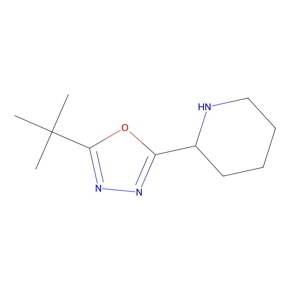 2-(5-tert-Butyl-1,3,4-oxadiazol-2-yl)piperidine molecular structure, CAS 1439897-53-6