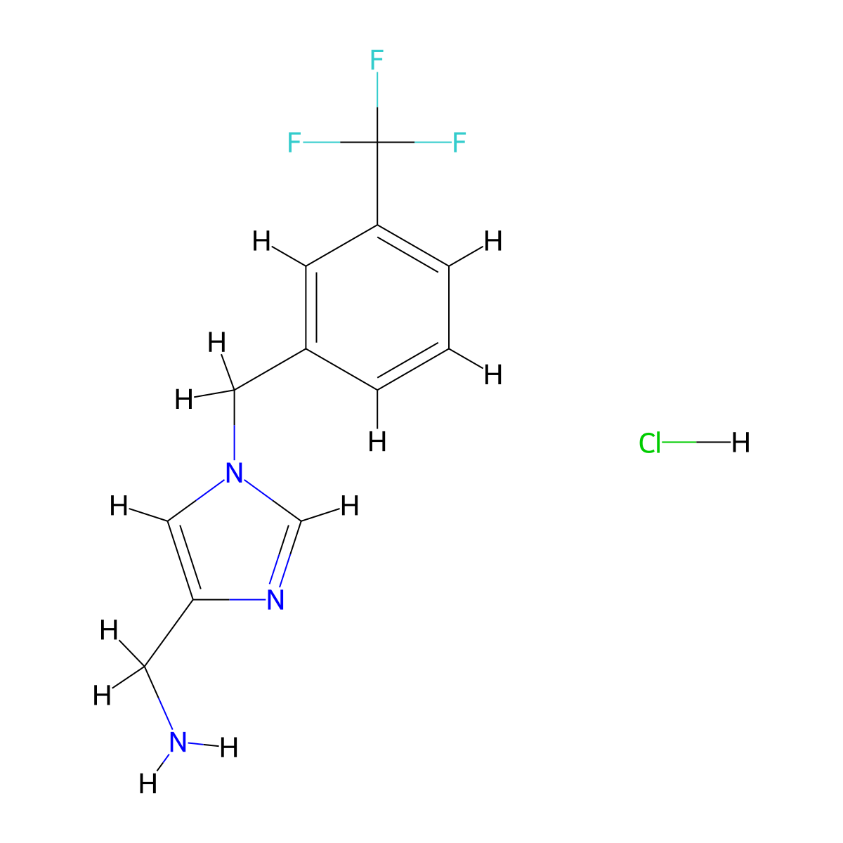 (1-{[3-(Trifluoromethyl)phenyl]methyl}-1H-imidazol-4-yl)methanamine hydrochloride molecular structure, CAS 1439897-69-4