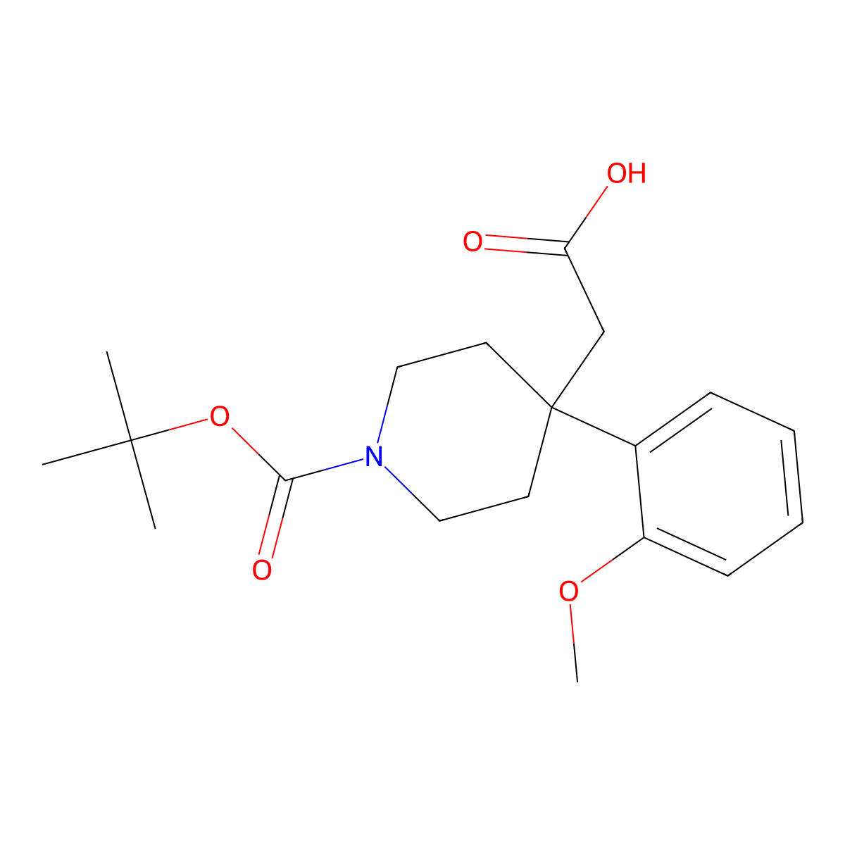 2-[1-(tert-Butoxycarbonyl)-4-(2-methoxyphenyl)piperidin-4-yl]acetic acid molecular structure, CAS 1439897-75-2