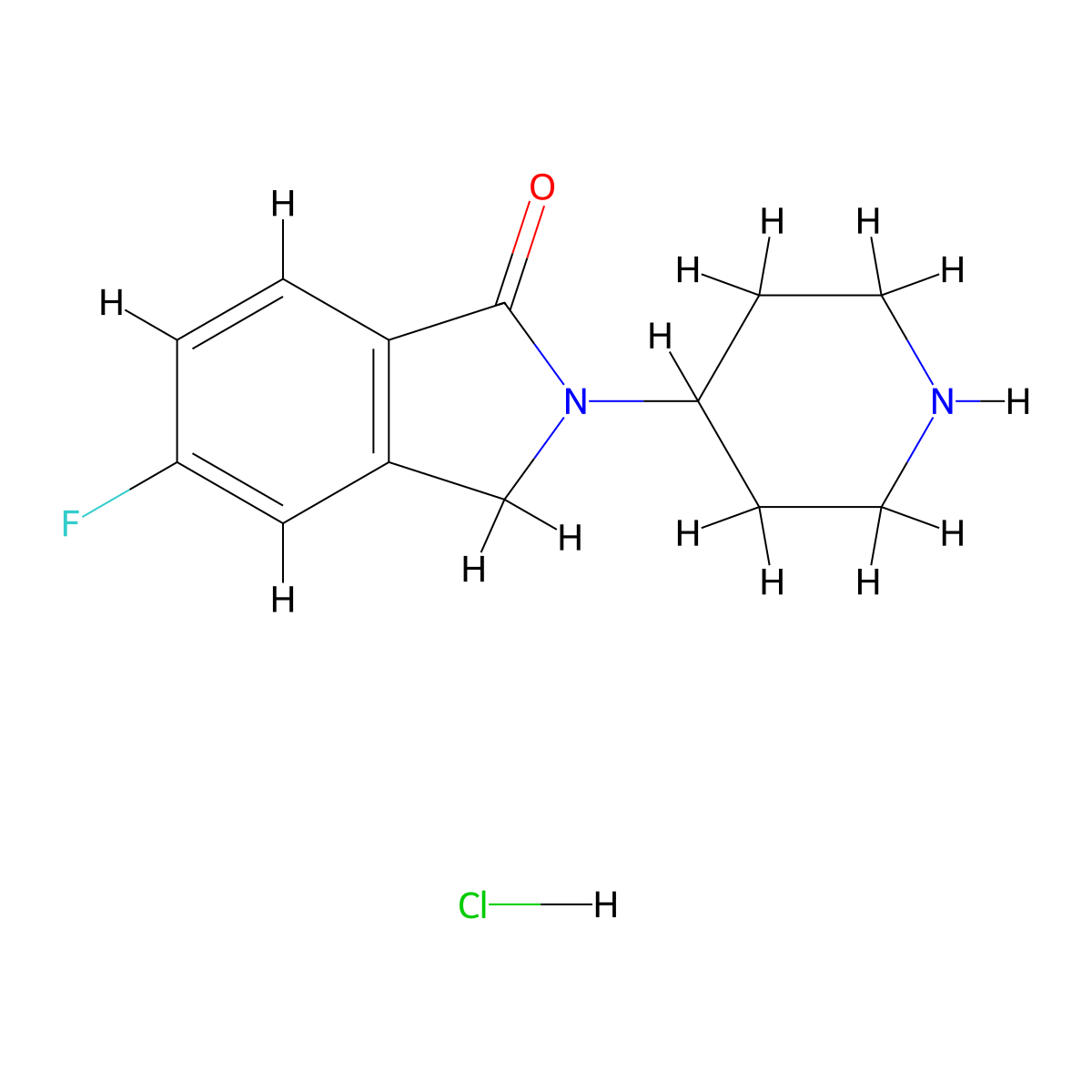 5-Fluoro-2-(piperidin-4-yl)-2,3-dihydro-1H-isoindol-1-one hydrochloride molecular structure, CAS 1439897-78-5