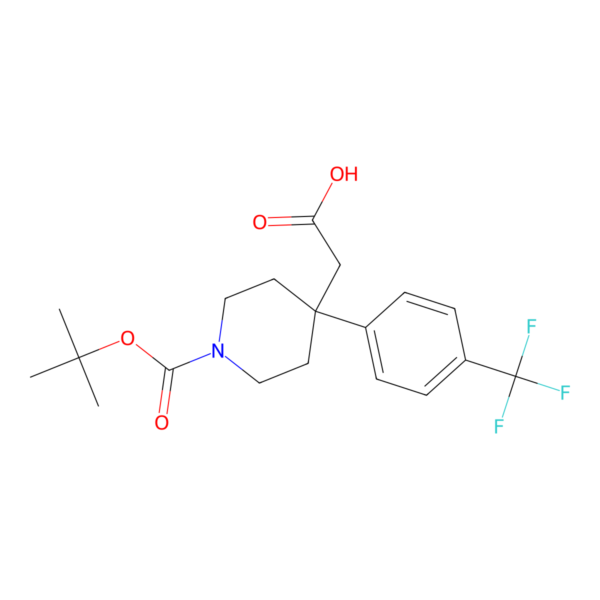 2-{1-[(tert-Butoxy)carbonyl]-4-[4-(trifluoromethyl)phenyl]piperidin-4-yl}acetic acid molecular structure, CAS 1439897-86-5