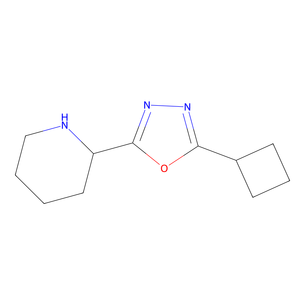 2-(5-Cyclobutyl-1,3,4-oxadiazol-2-yl)piperidine molecular structure, CAS 1439898-03-9