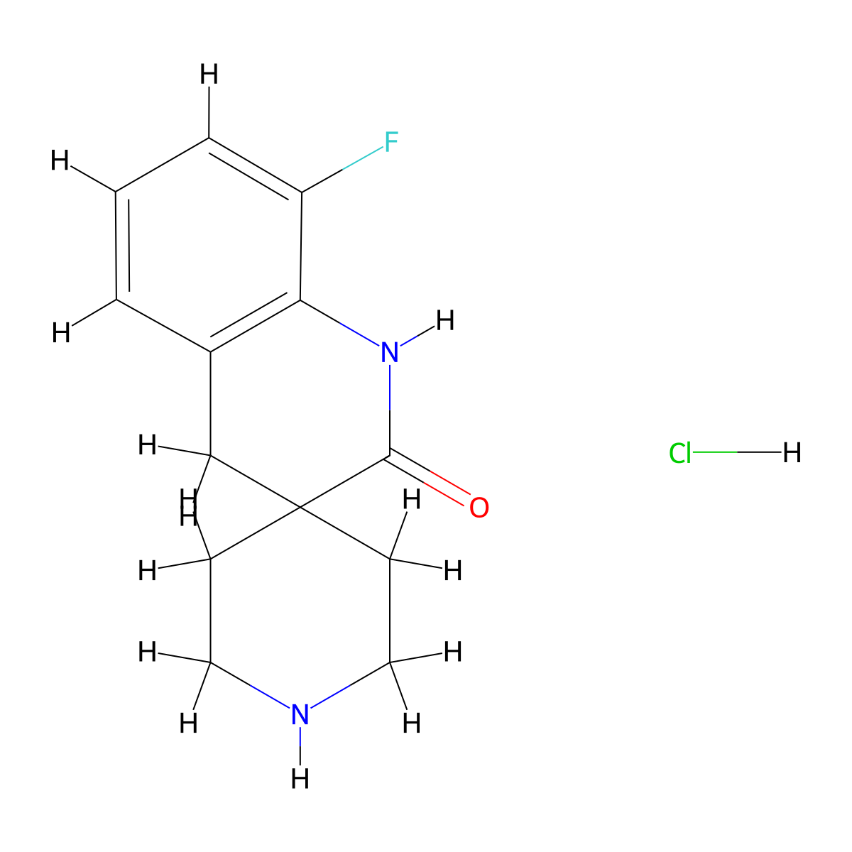 8'-Fuoro-2',4'-dihydro-1'H-spiro[piperidine-4,3'-quinoline]-2'-one hydrochloride molecular structure, CAS 1439898-04-0