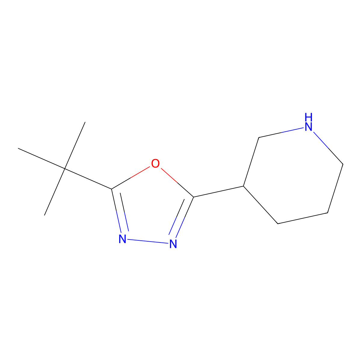 3-(5-tert-Butyl-1,3,4-oxadiazol-2-yl)piperidine molecular structure, CAS 1439898-12-0