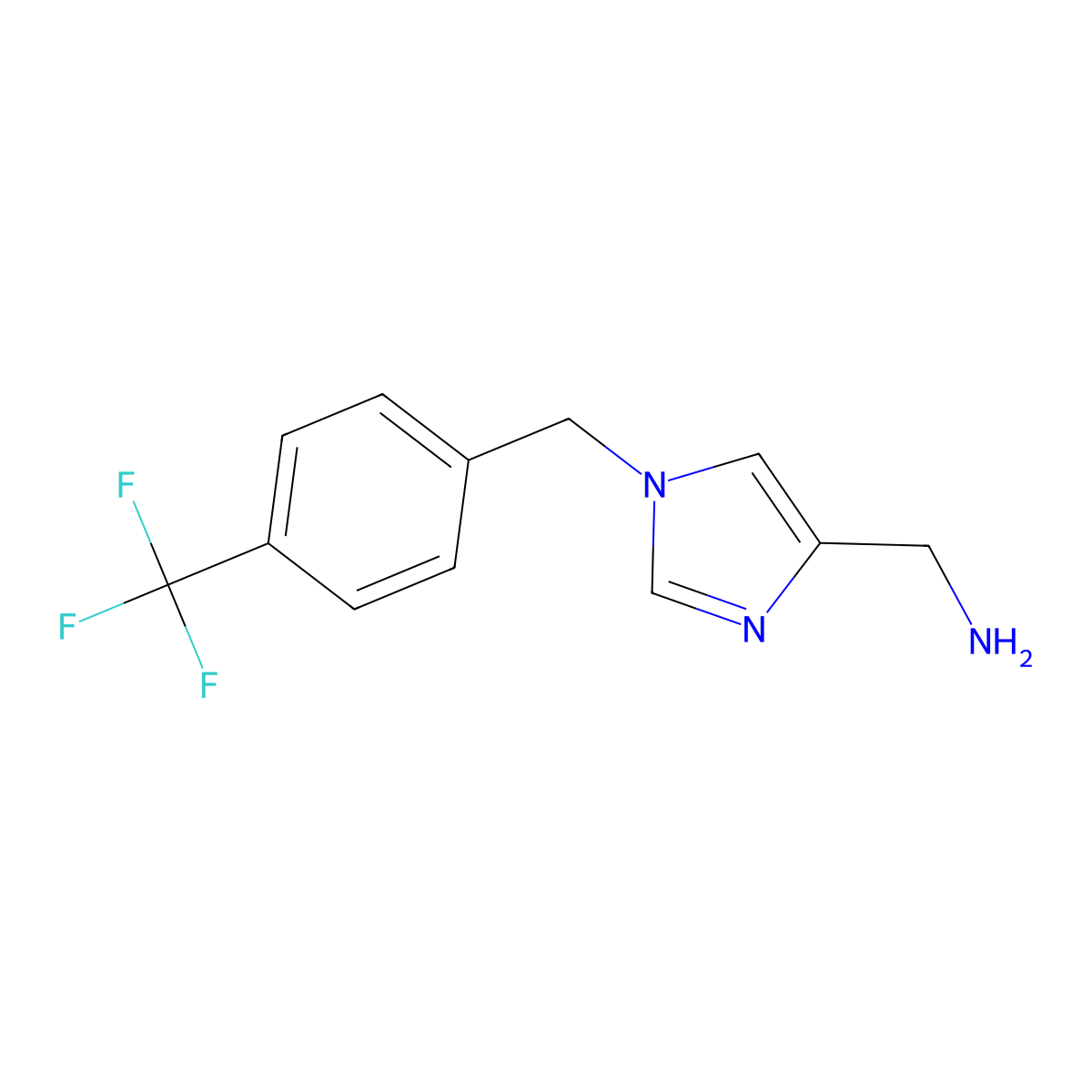 (1-{[4-(Trifluoromethyl)phenyl]methyl}-1H-imidazol-4-yl)methanamine molecular structure, CAS 1439899-16-7