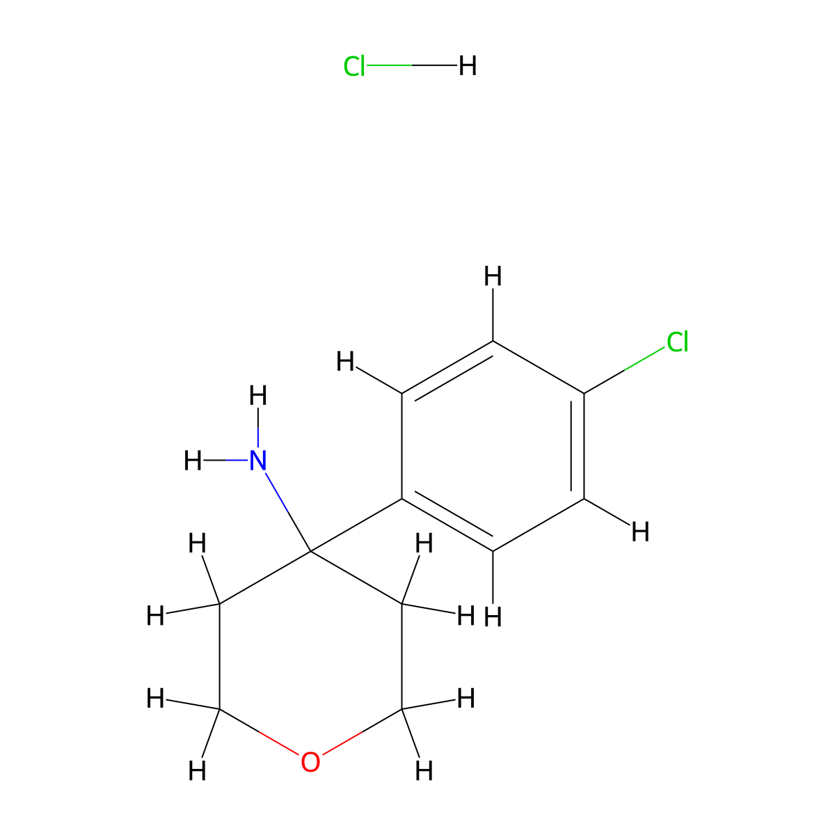 4-(4-Chlorophenyl)oxan-4-amine hydrochloride molecular structure, CAS 1439899-34-9
