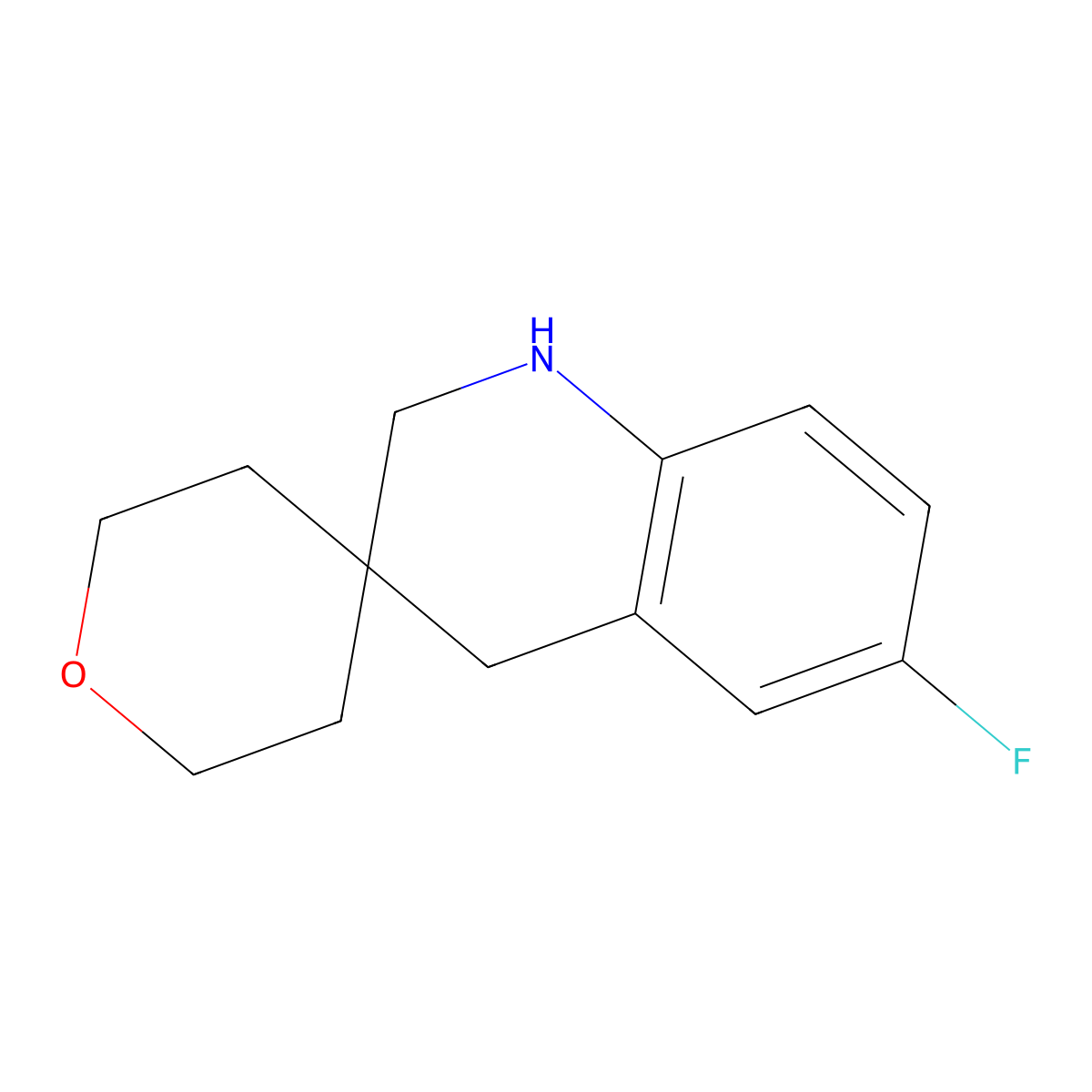 6'-Fluoro-2',4'-dihydro-1'H-spiro[oxane-4,3'-quinoline] molecular structure, CAS 1439899-37-2