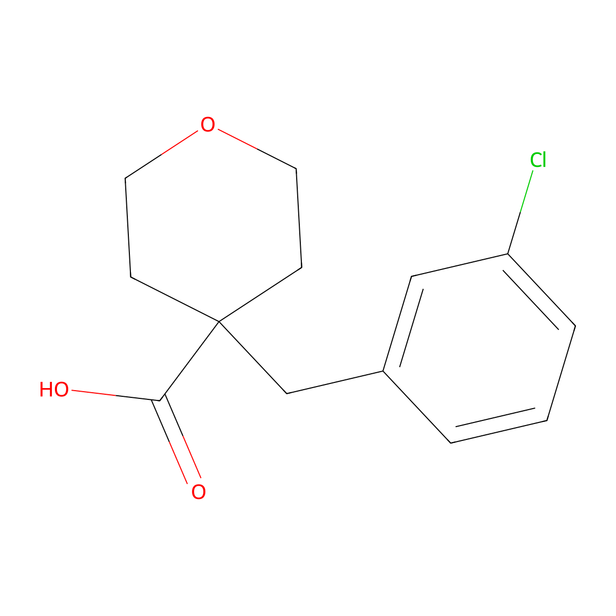 4-[(3-Chlorophenyl)methyl]oxane-4-carboxylic acid molecular structure, CAS 1439899-48-5