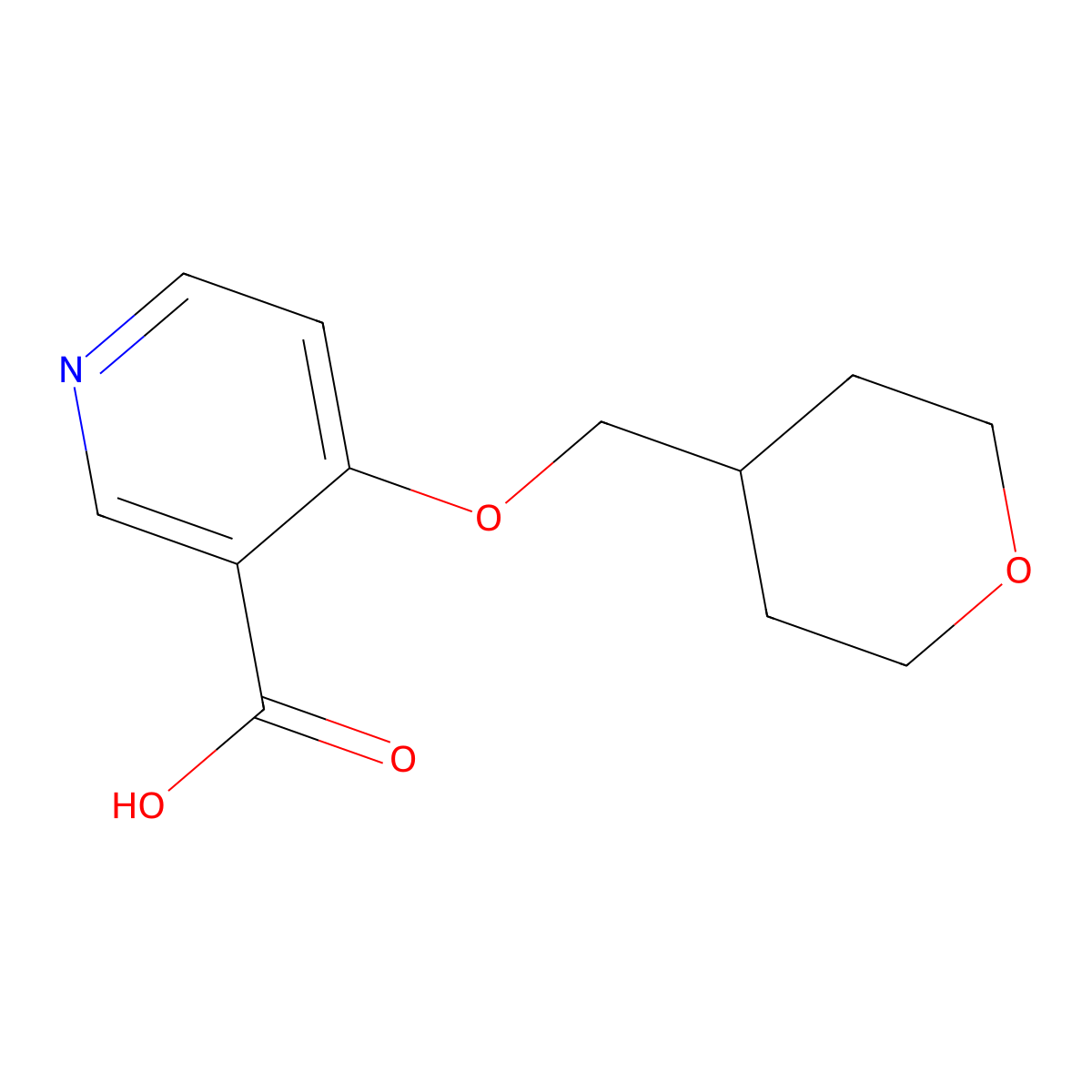 4-(Oxan-4-ylmethoxy)pyridine-3-carboxylic acid molecular structure, CAS 1439899-50-9