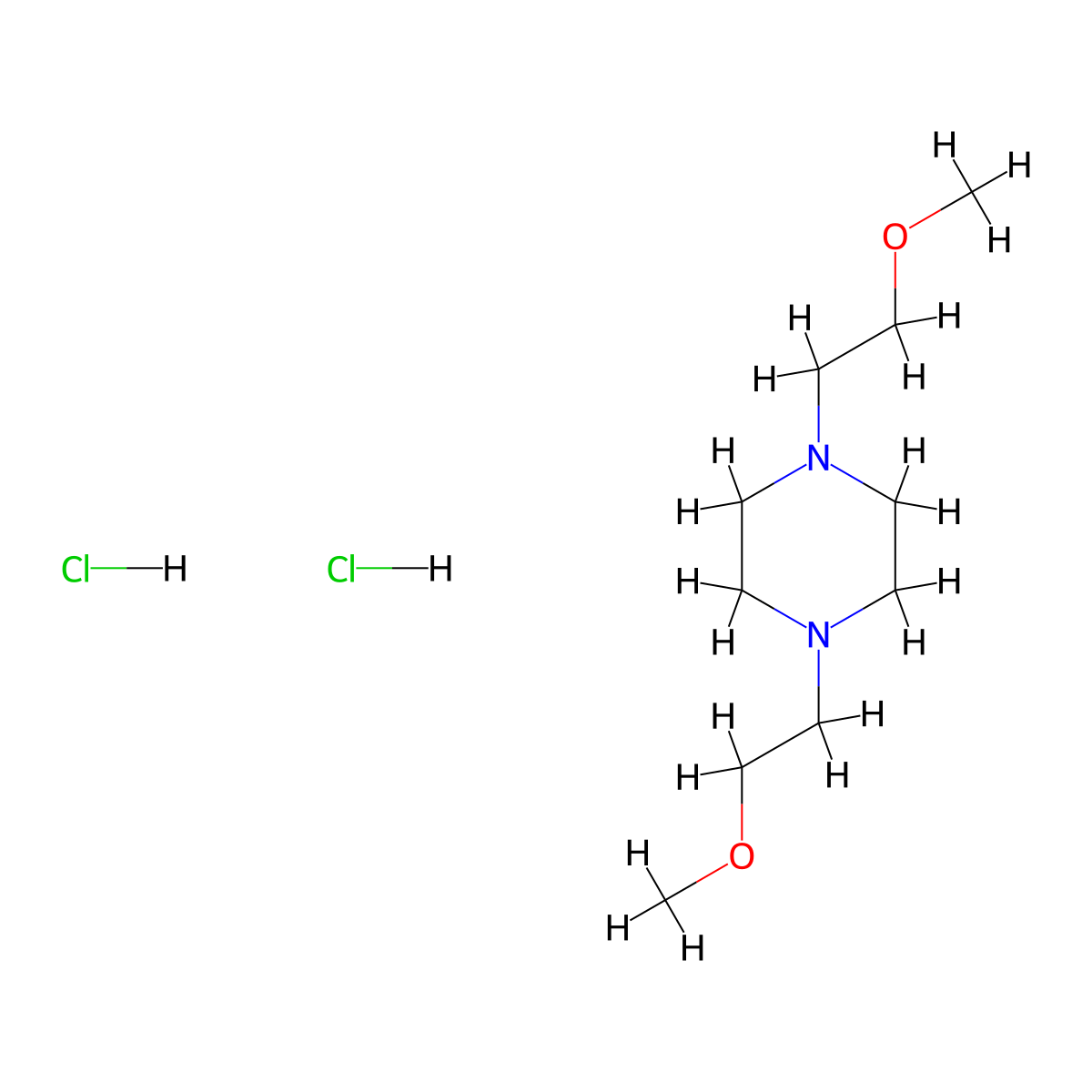 1,4-Bis(2-methoxyethyl)piperazine dihydrochloride molecular structure, CAS 14399-35-0