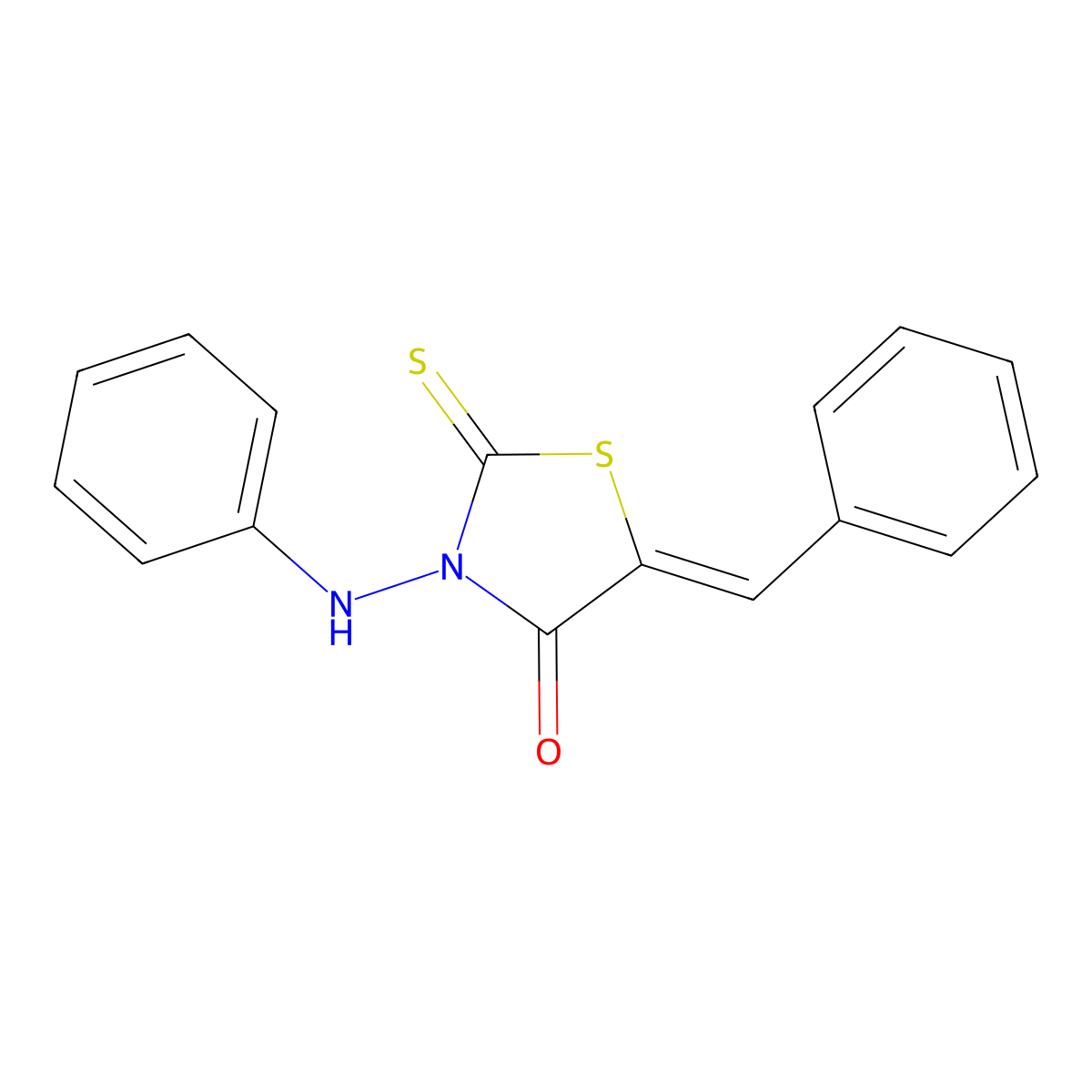 3-Anilino-5-benzylidene-2-sulfanylidene-1,3-thiazolidin-4-one molecular structure, CAS 14399-79-2