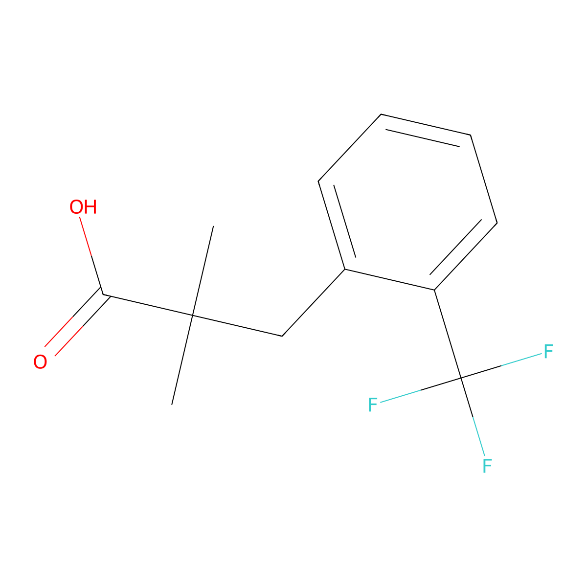 2,2-Dimethyl-3-[2-(trifluoromethyl)phenyl]propanoic acid molecular structure, CAS 1439900-08-9