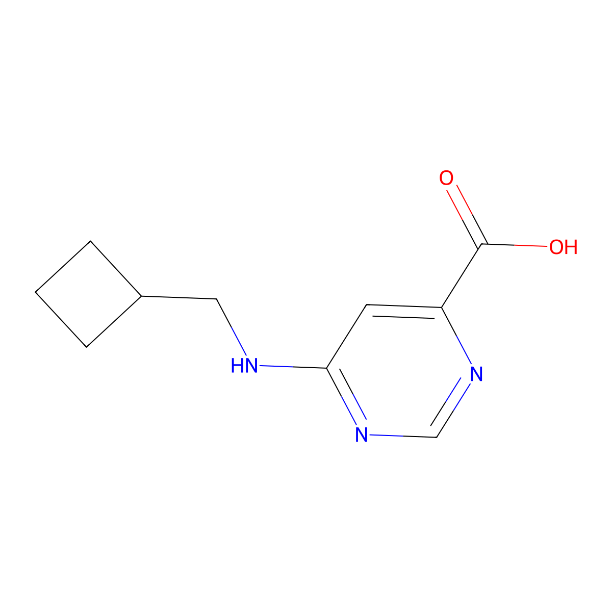 6-[(Cyclobutylmethyl)amino]pyrimidine-4-carboxylic acid molecular structure, CAS 1439900-18-1