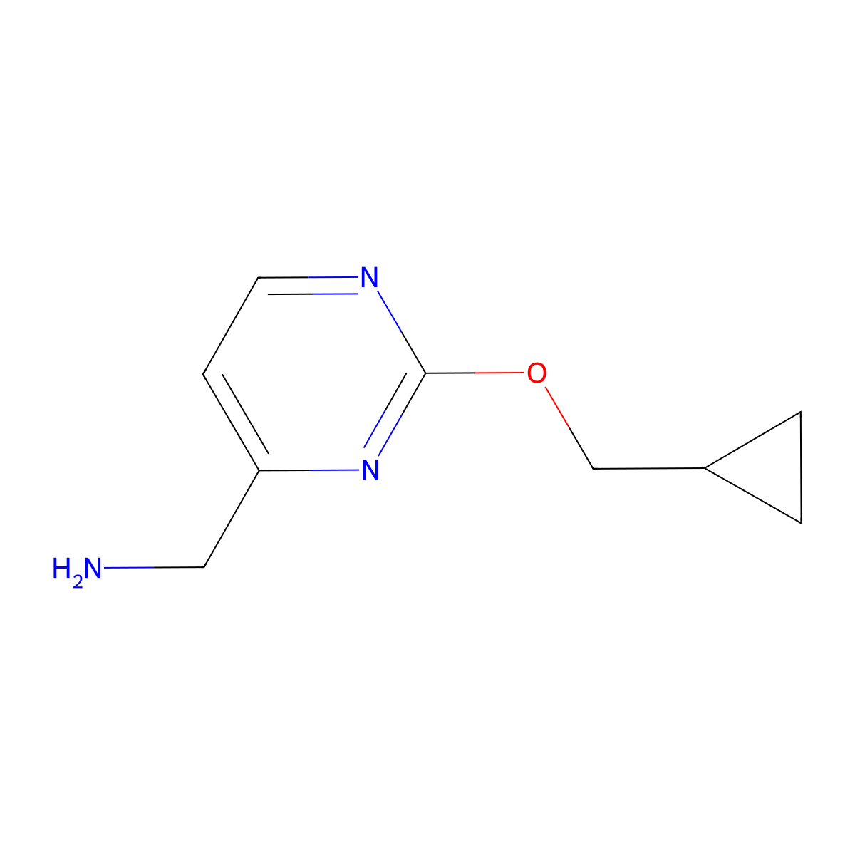 [2-(Cyclopropylmethoxy)pyrimidin-4-yl]methanamine molecular structure, CAS 1439900-23-8