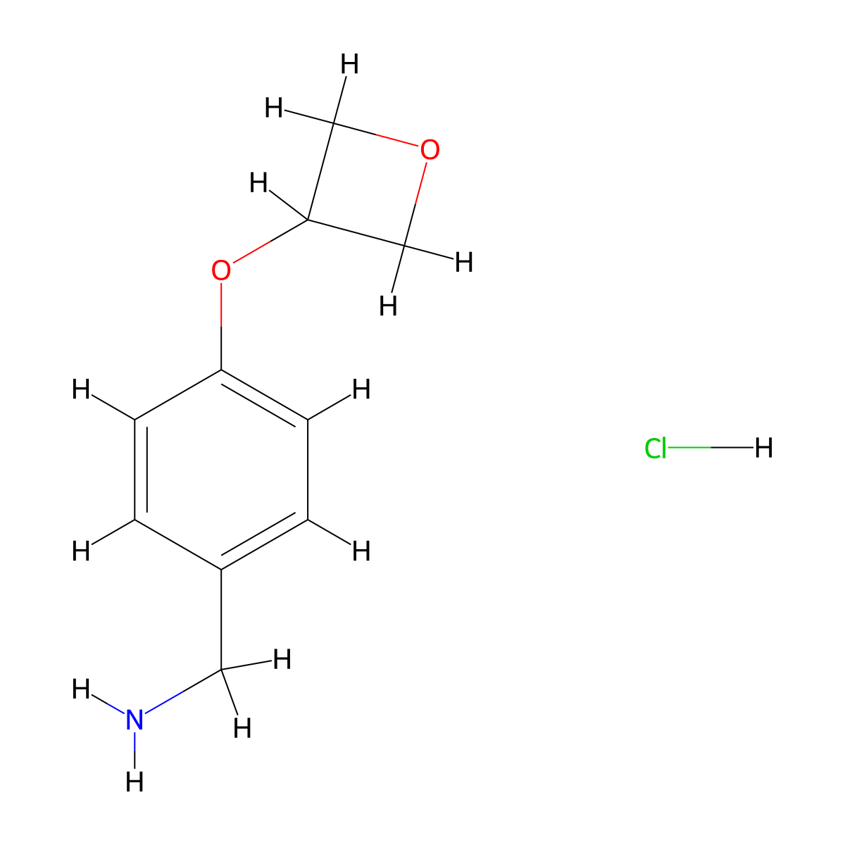 [4-(Oxetan-3-yloxy)phenyl]methanamine hydrochloride molecular structure, CAS 1439900-28-3