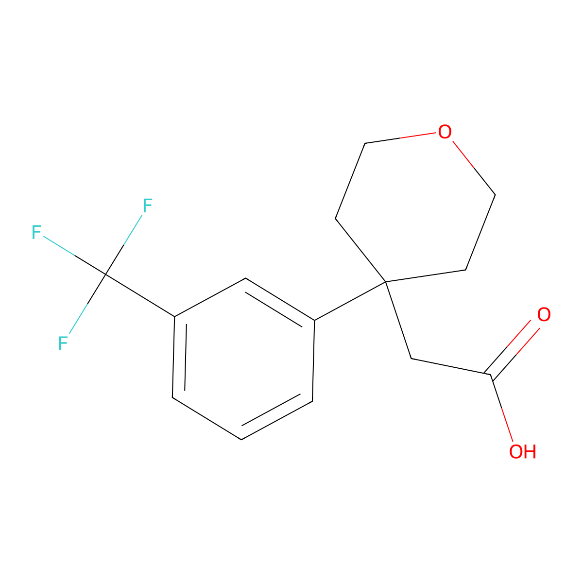 2-{4-[3-(Trifluoromethyl)phenyl]oxan-4-yl}acetic acid molecular structure, CAS 1439900-35-2