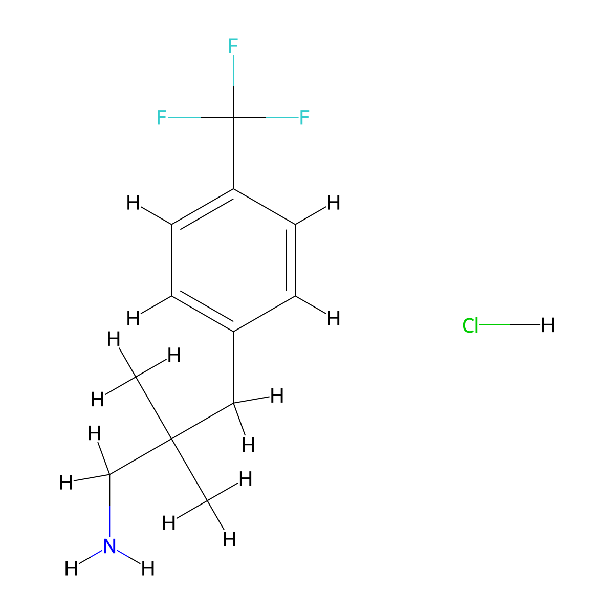 2,2-Dimethyl-3-[4-(trifluoromethyl)phenyl]propan-1-amine hydrochloride molecular structure, CAS 1439900-40-9