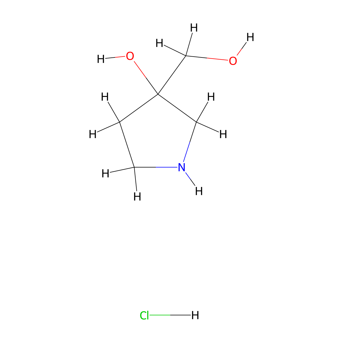 3-(Hydroxymethyl)pyrrolidin-3-ol hydrochloride molecular structure, CAS 1439900-52-3