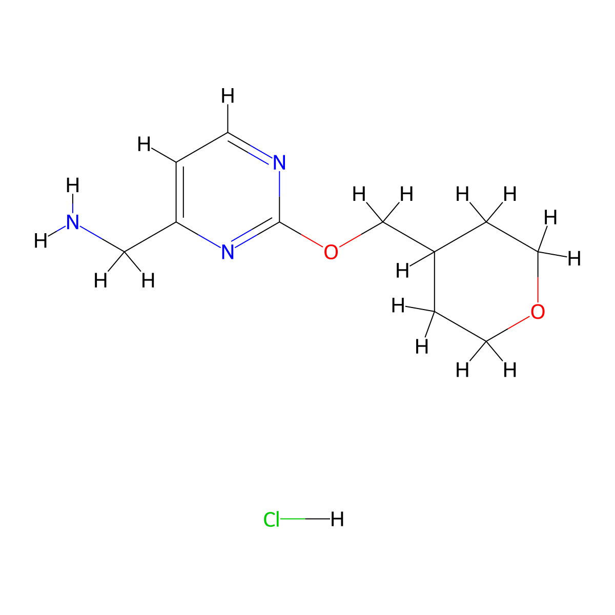 [2-(Oxan-4-ylmethoxy)pyrimidin-4-yl]methanamine hydrochloride molecular structure, CAS 1439900-57-8