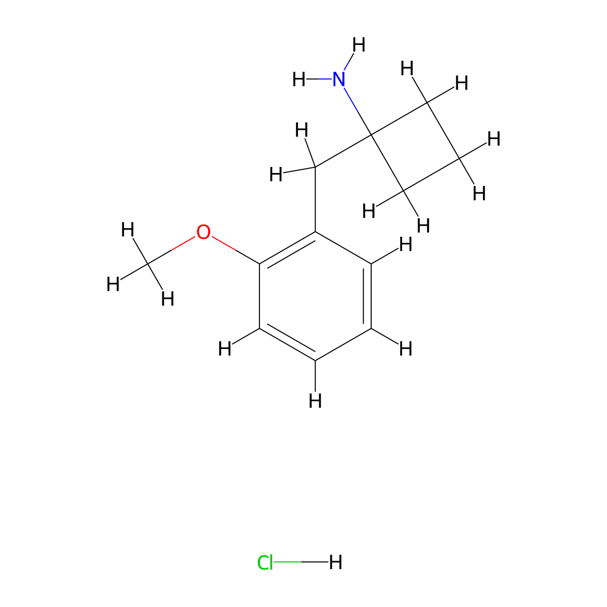 1-[(2-Methoxyphenyl)methyl]cyclobutan-1-amine hydrochloride molecular structure, CAS 1439902-23-4