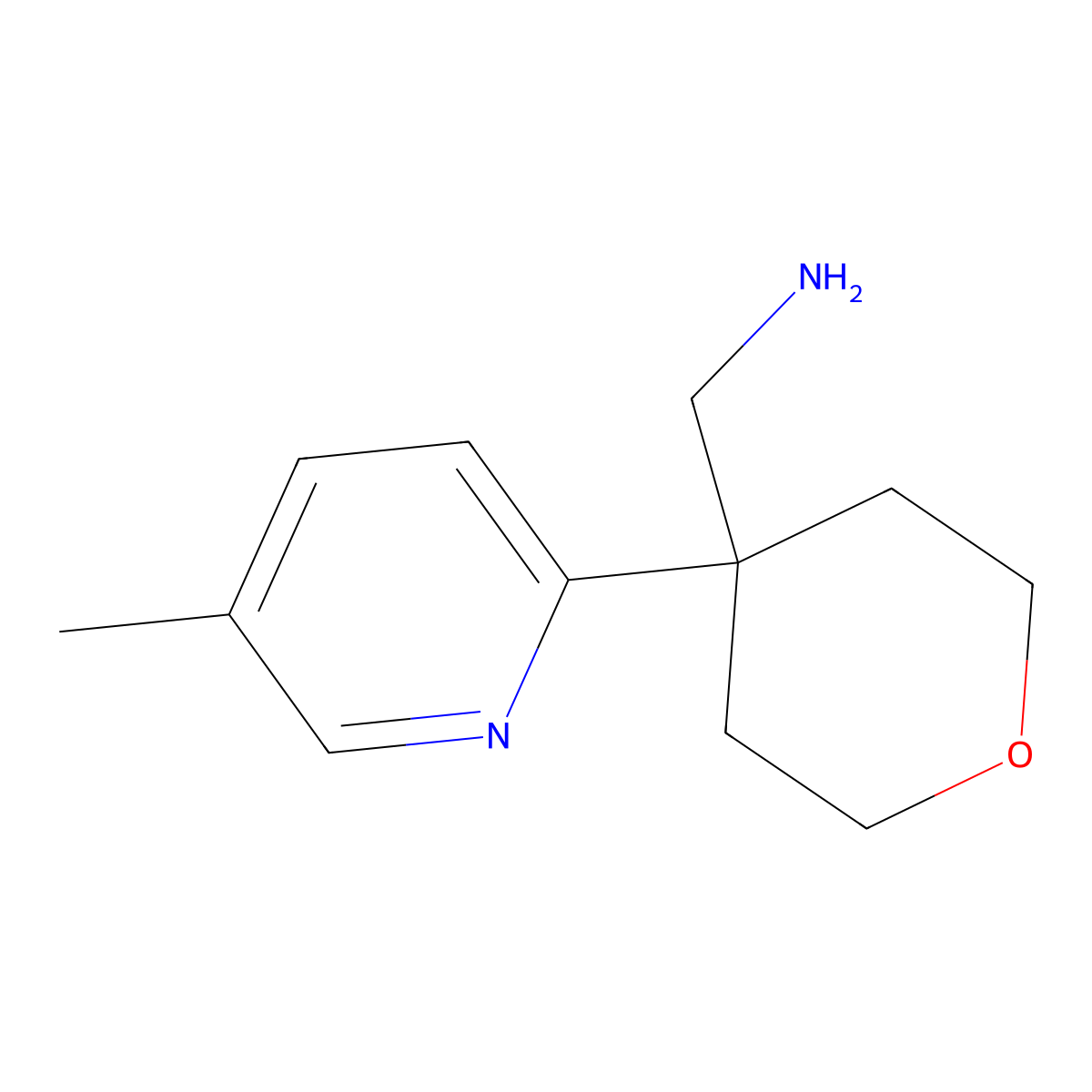 [4-(5-Methylpyridin-2-yl)oxan-4-yl]methanamine molecular structure, CAS 1439902-28-9