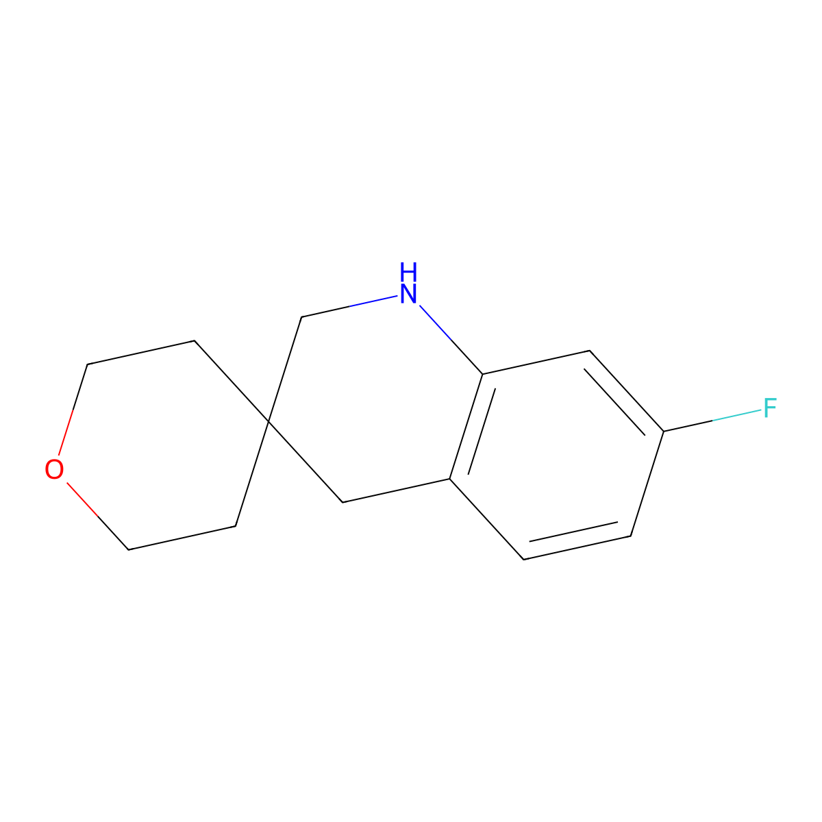 7'-Fluoro-2',4'-dihydro-1'H-spiro[oxane-4,3'-quinoline] molecular structure, CAS 1439902-30-3