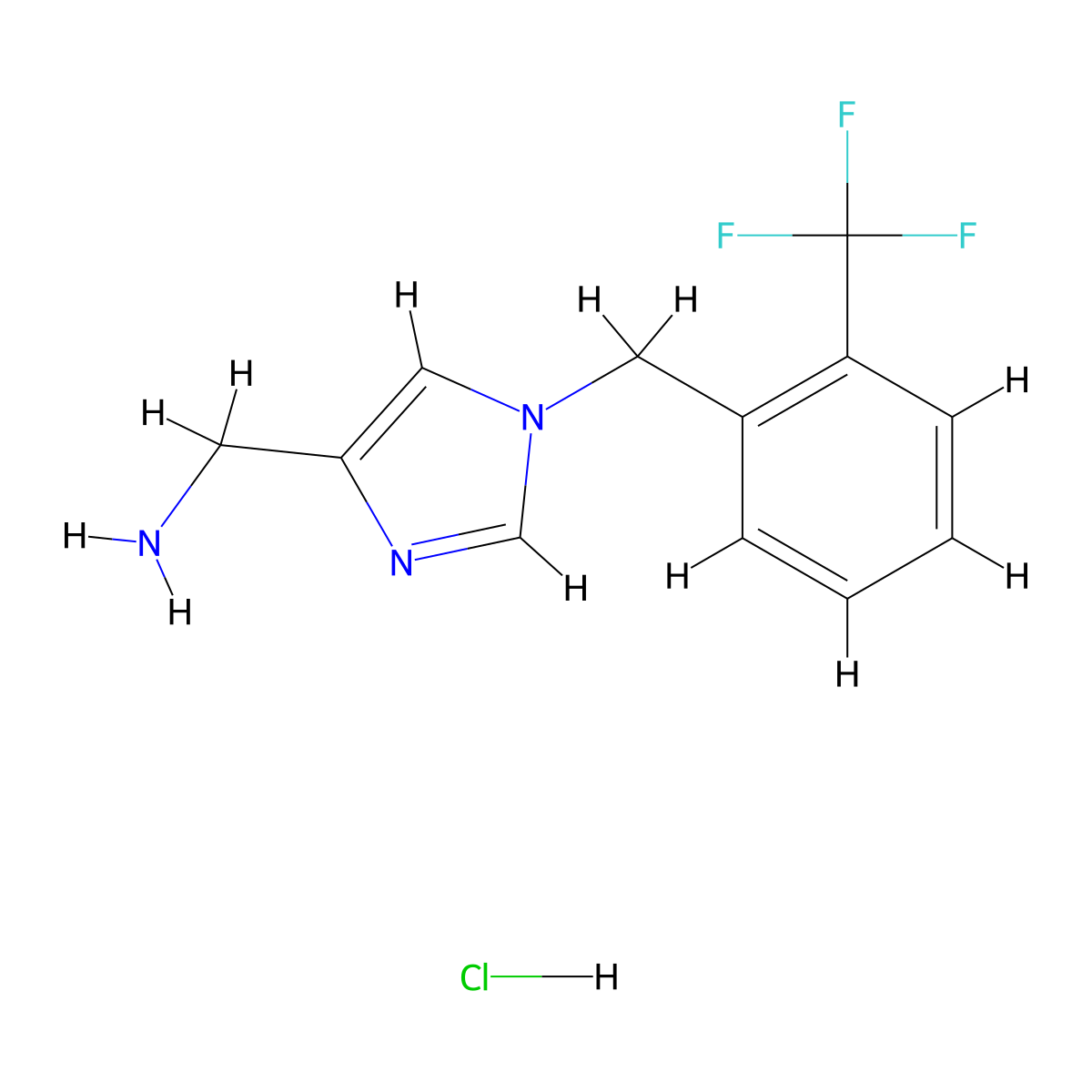 (1-{[2-(Trifluoromethyl)phenyl]methyl}-1H-imidazol-4-yl)methanamine hydrochloride molecular structure, CAS 1439902-36-9
