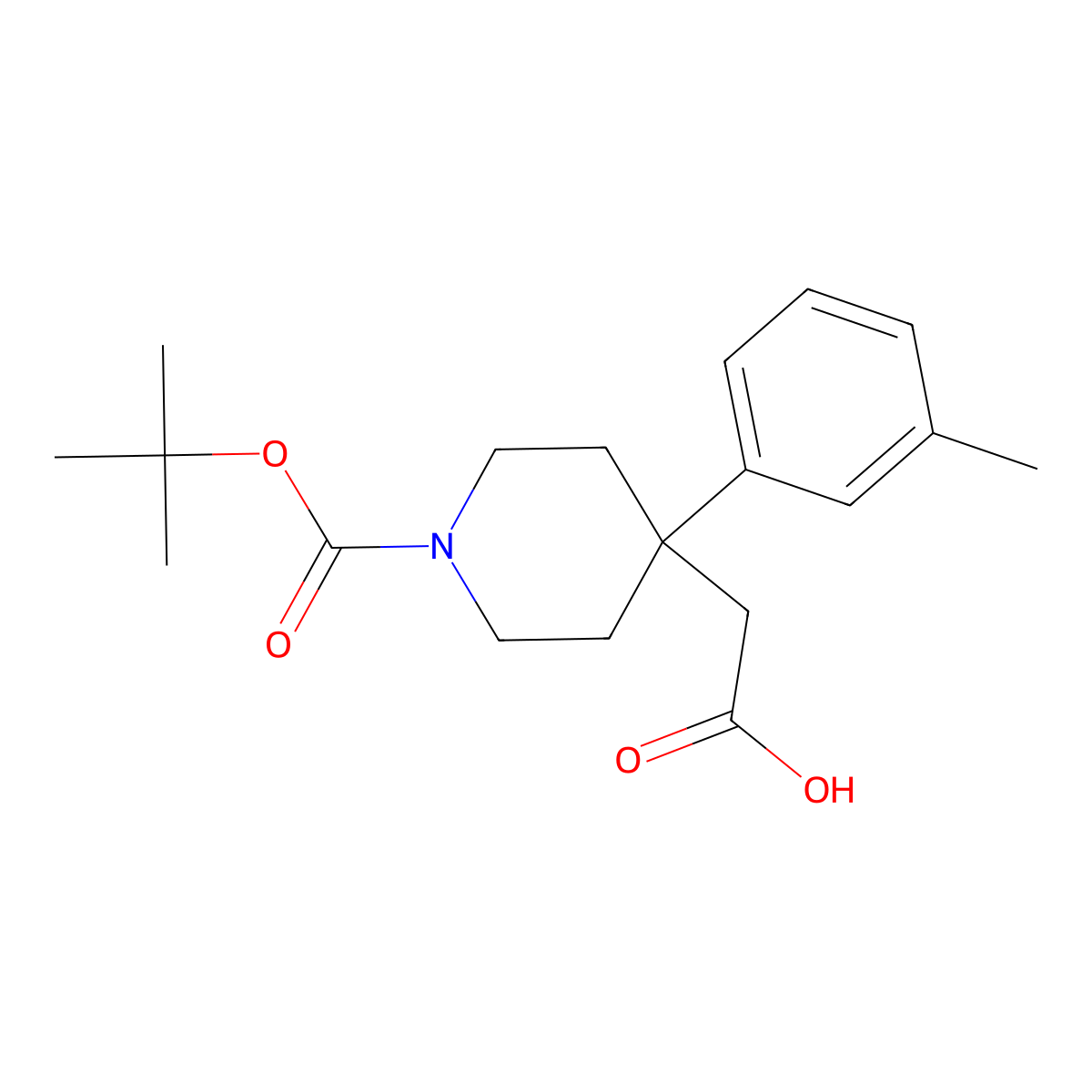 2-[1-(tert-Butoxycarbonyl)-4-m-tolylpiperidin-4-yl]acetic acid molecular structure, CAS 1439902-39-2