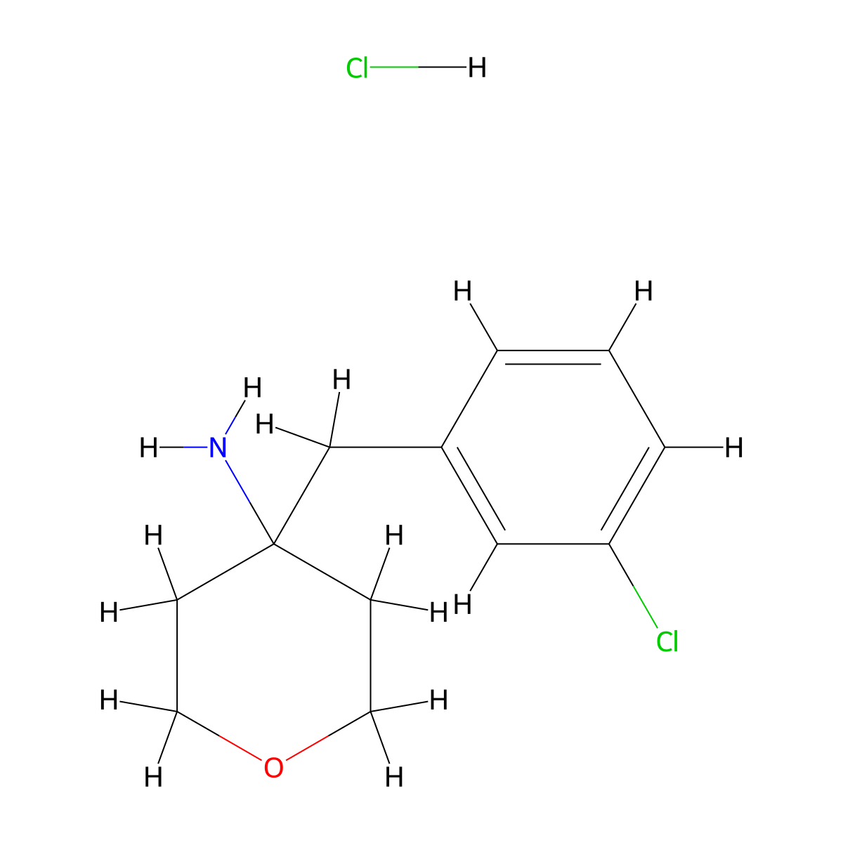 4-[(3-Chlorophenyl)methyl]oxan-4-amine hydrochloride molecular structure, CAS 1439902-48-3