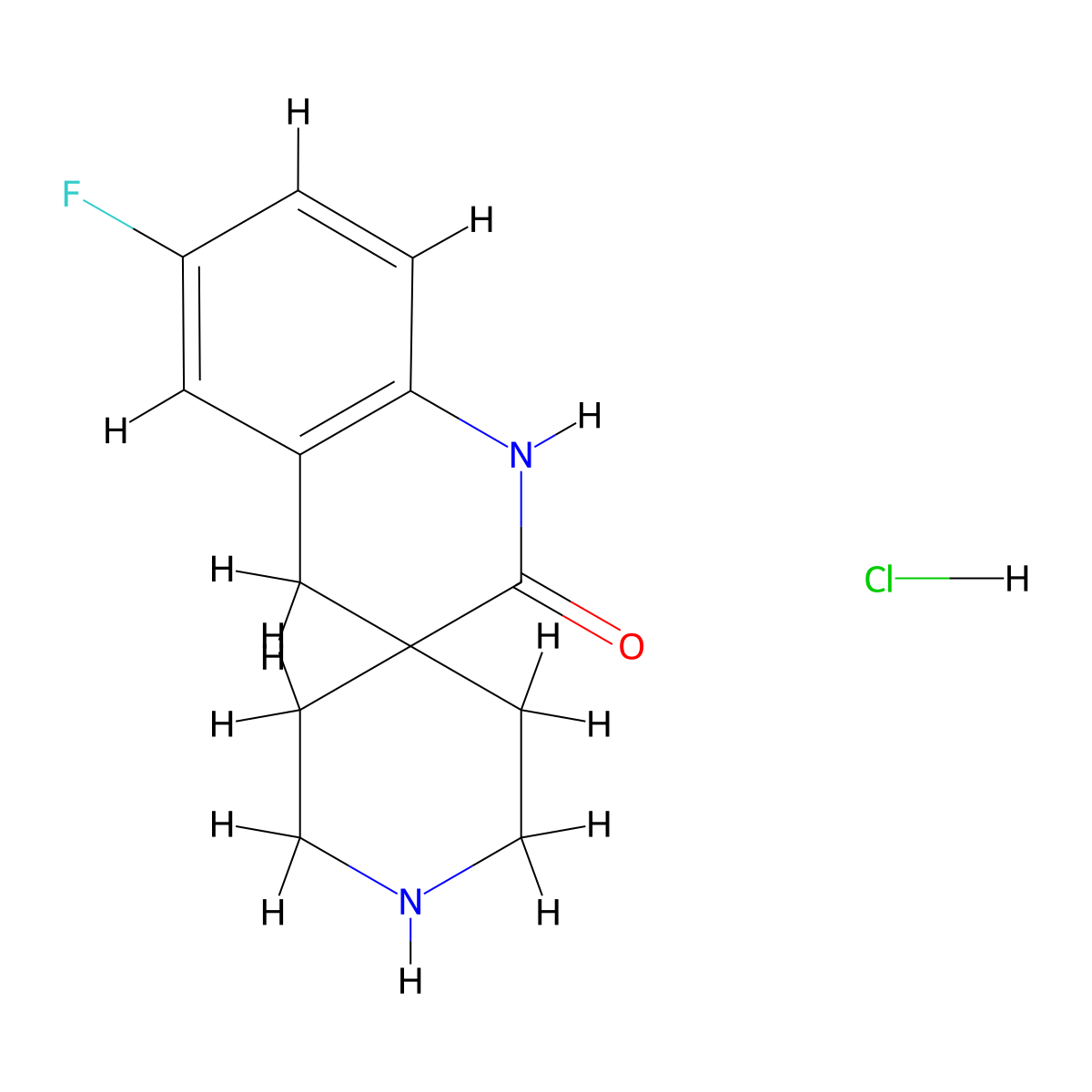 6'-Fluoro-2',4'-dihydro-1'H-spiro[piperidine-4,3'-quinoline]-2'-one hydrochlorid molecular structure, CAS 1439902-51-8