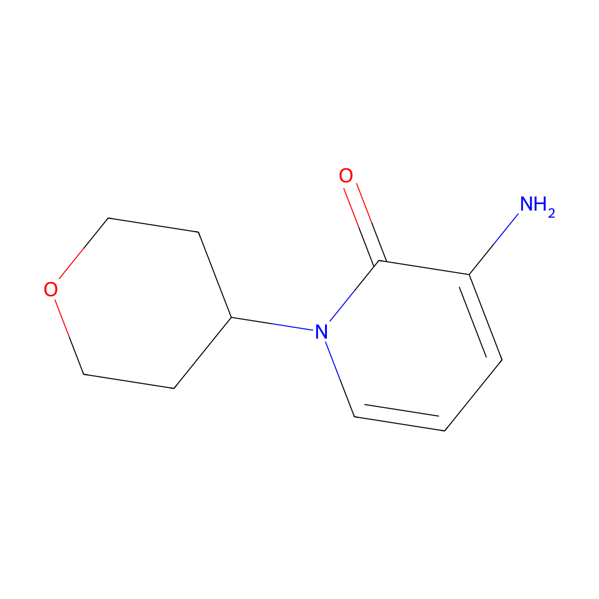 3-Amino-1-(oxan-4-yl)-1,2-dihydropyridin-2-one molecular structure, CAS 1439902-82-5