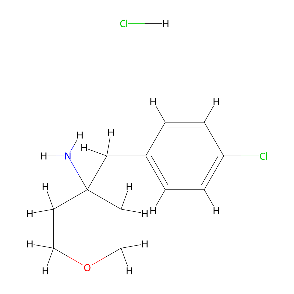 4-[(4-Chlorophenyl)methyl]oxan-4-amine hydrochloride molecular structure, CAS 1439902-83-6