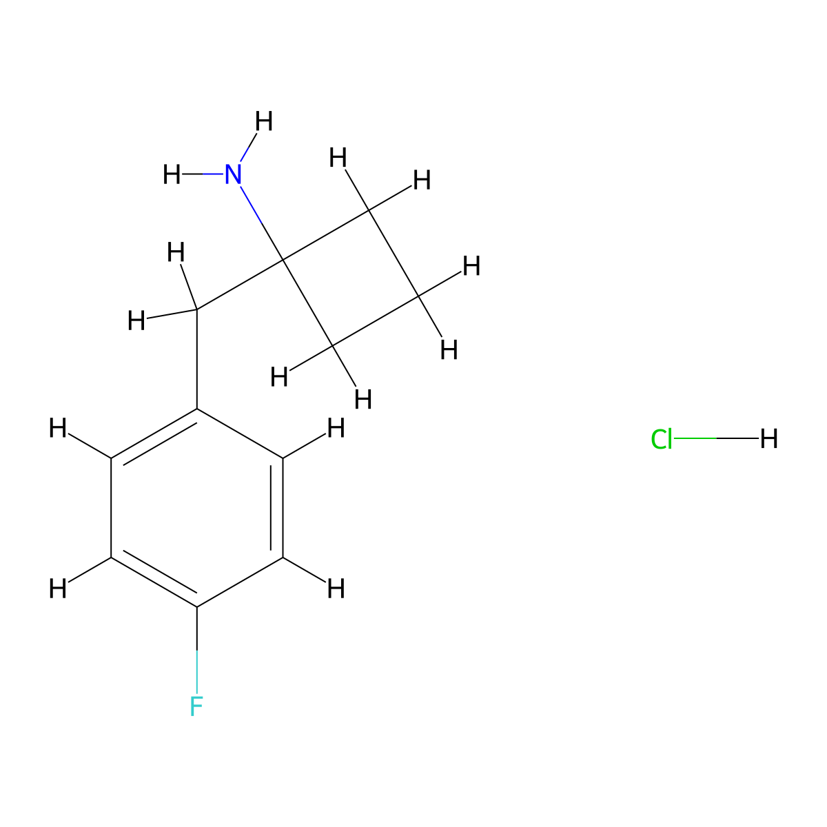 1-[(4-Fluorophenyl)methyl]cyclobutan-1-amine hydrochloride molecular structure, CAS 1439902-84-7