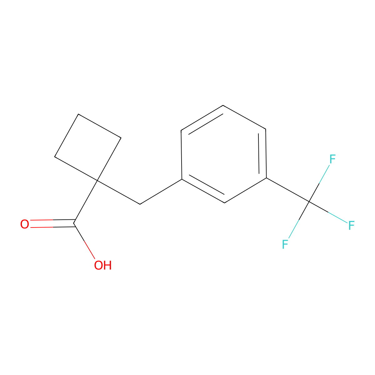 1-[3-(Trifluoromethyl)phenyl]methyl-cyclobutane-1-carboxylic acid molecular structure, CAS 1439902-85-8