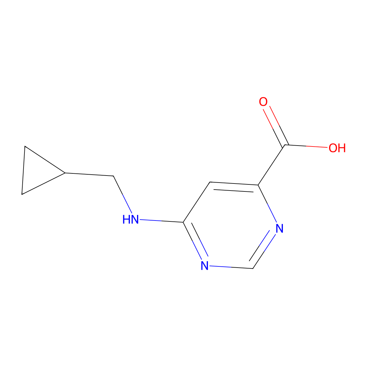 6-[(Cyclopropylmethyl)amino]pyrimidine-4-carboxylic acid molecular structure, CAS 1439902-90-5