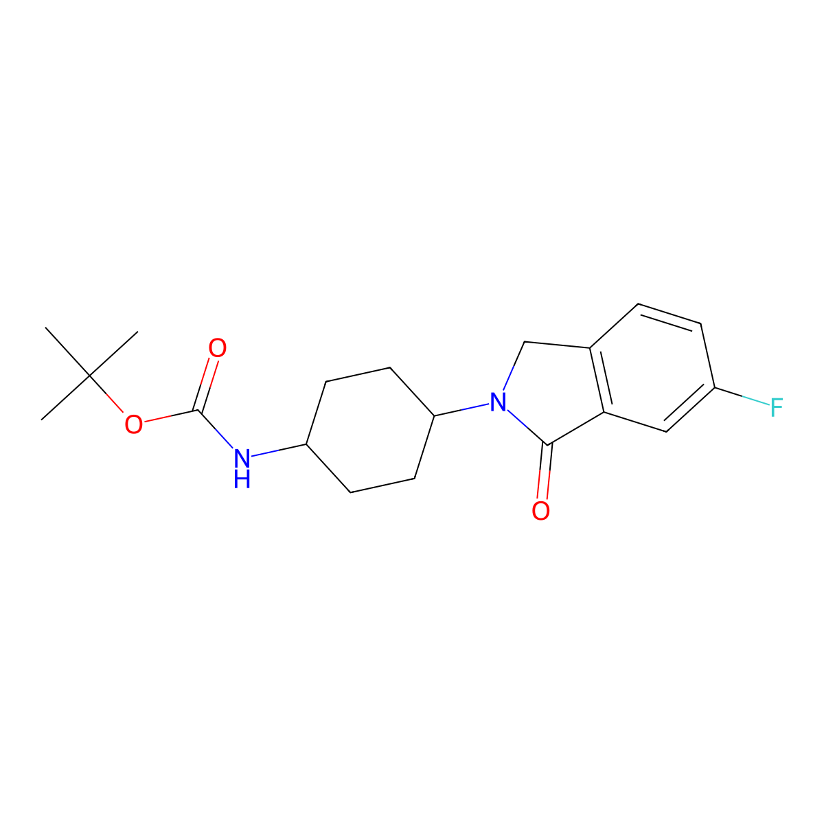 tert-Butyl (1R*,4R*)-4-(6-fluoro-1-oxoisoindolin-2-yl)cyclohexylcarbamate molecular structure, CAS 1439902-97-2