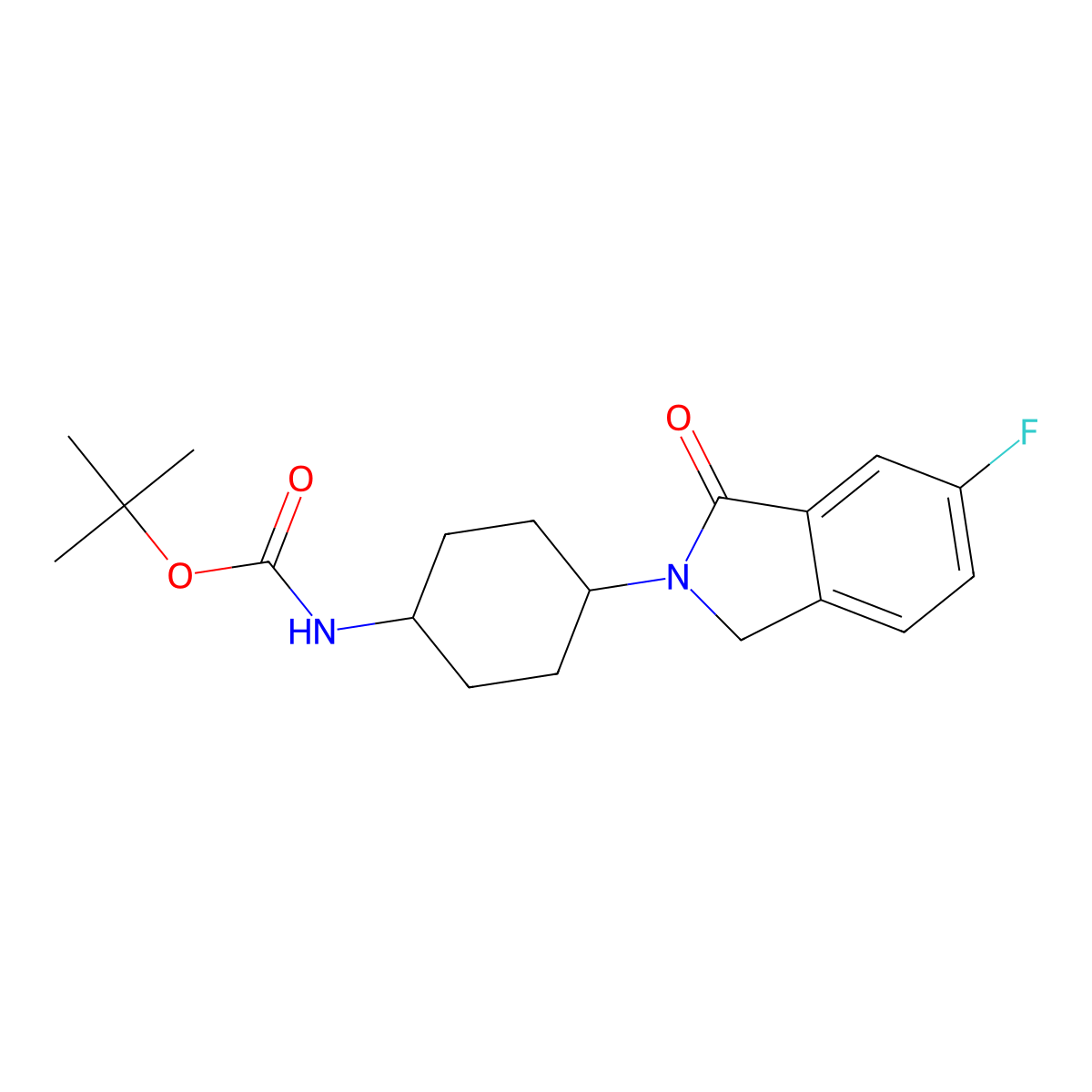 tert-Butyl (1R*,4R*)-4-(6-fluoro-1-oxoisoindolin-2-yl)cyclohexylcarbamate molecular structure, CAS 1439902-97-2