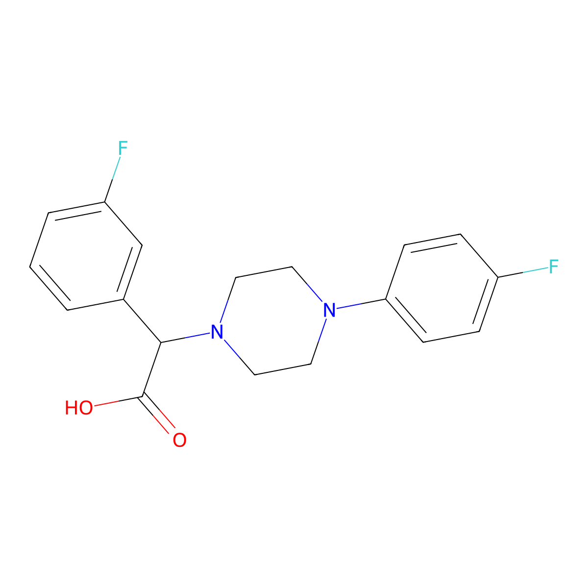 2-(3-Fluorophenyl)-2-(4-(4-fluorophenyl)piperazin-1-yl)acetic acid molecular structure, CAS 1439903-21-5