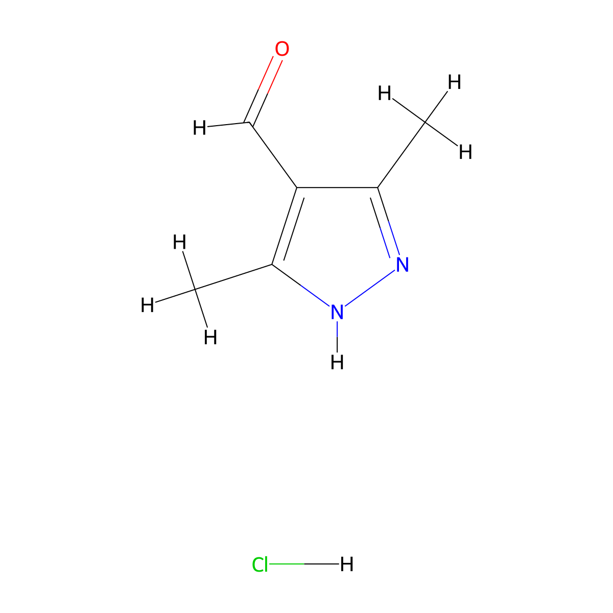3,5-Dimethyl-1H-pyrazole-4-carbaldehyde hydrochloride molecular structure, CAS 1439903-73-7