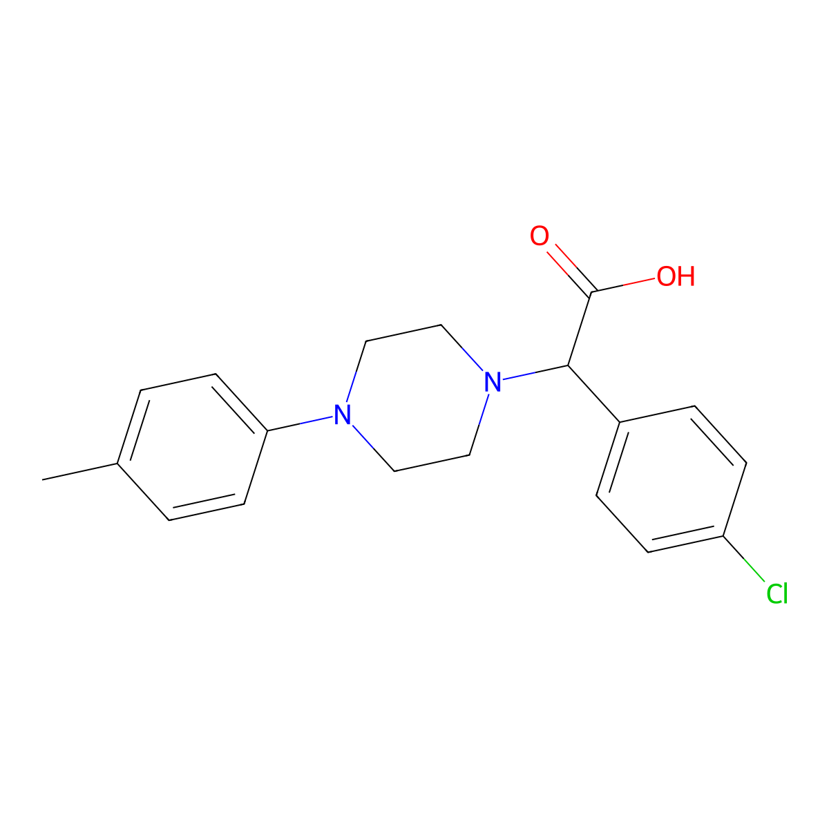 2-(4-Chlorophenyl)-2-(4-(p-tolyl)piperazin-1-yl)acetic acid molecular structure, CAS 1439903-78-2