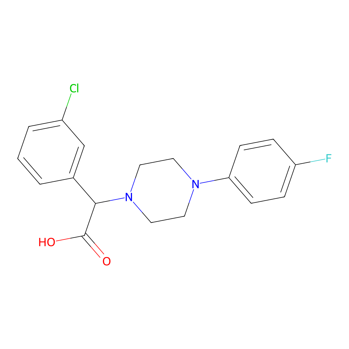 2-(3-Chlorophenyl)-2-(4-(4-fluorophenyl)piperazin-1-yl)acetic acid molecular structure, CAS 1439903-88-4