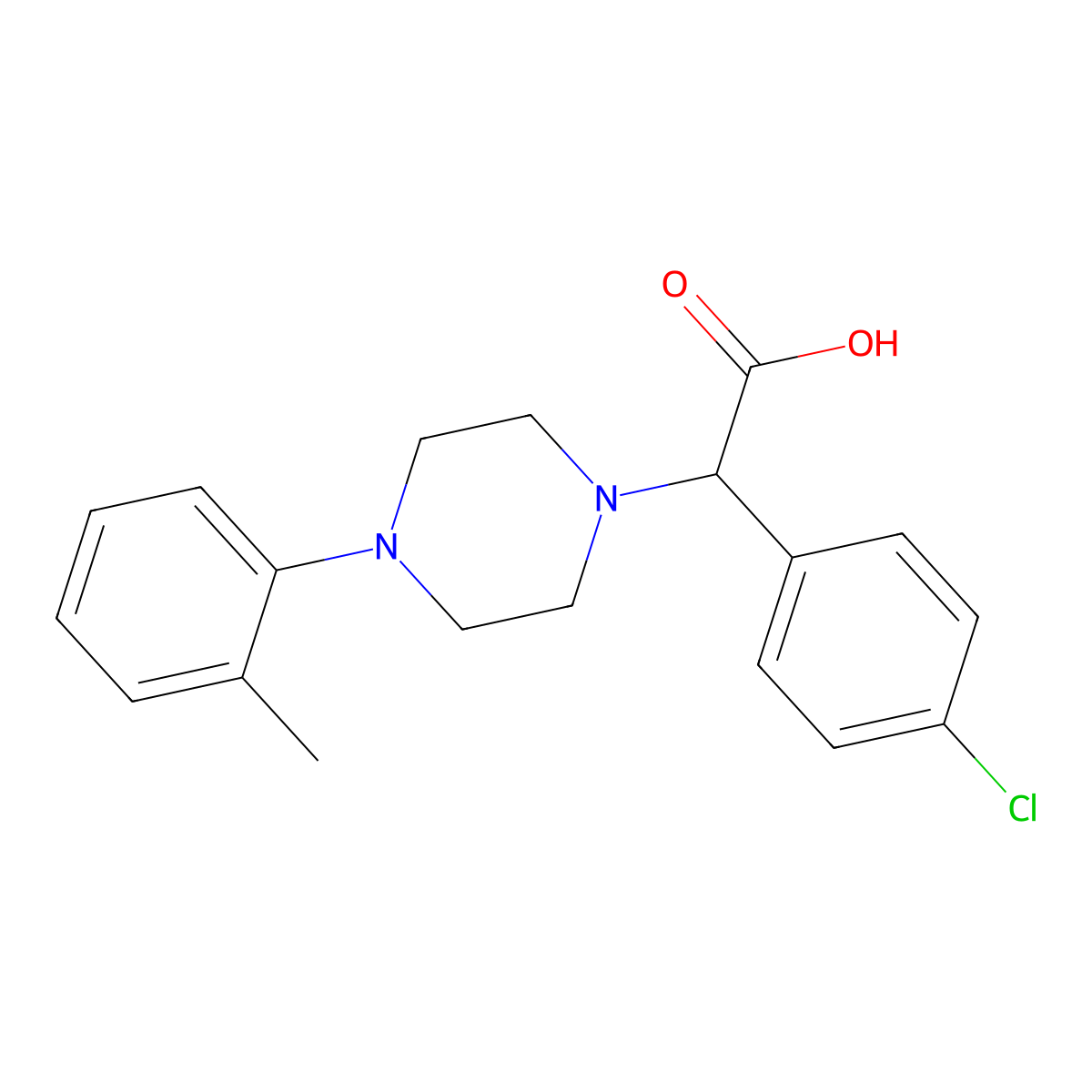 2-(4-Chlorophenyl)-2-(4-(o-tolyl)piperazin-1-yl)acetic acid molecular structure, CAS 1439903-89-5