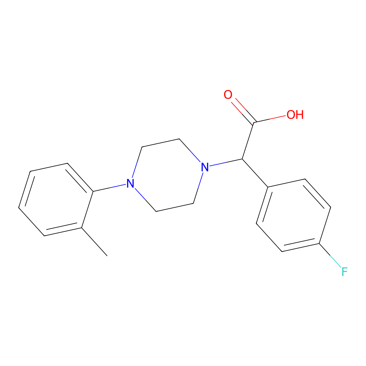 2-(4-Fluorophenyl)-2-(4-(o-tolyl)piperazin-1-yl)acetic acid molecular structure, CAS 1439903-95-3