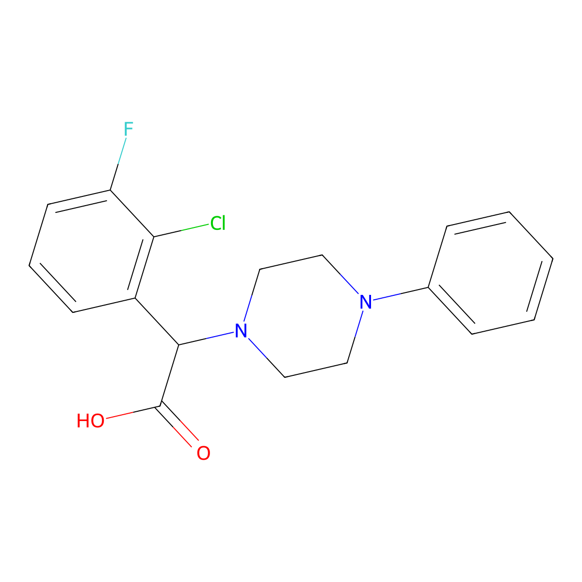 2-(2-Chloro-3-fluorophenyl)-2-(4-phenylpiperazin-1-yl)acetic acid molecular structure, CAS 1439904-07-0
