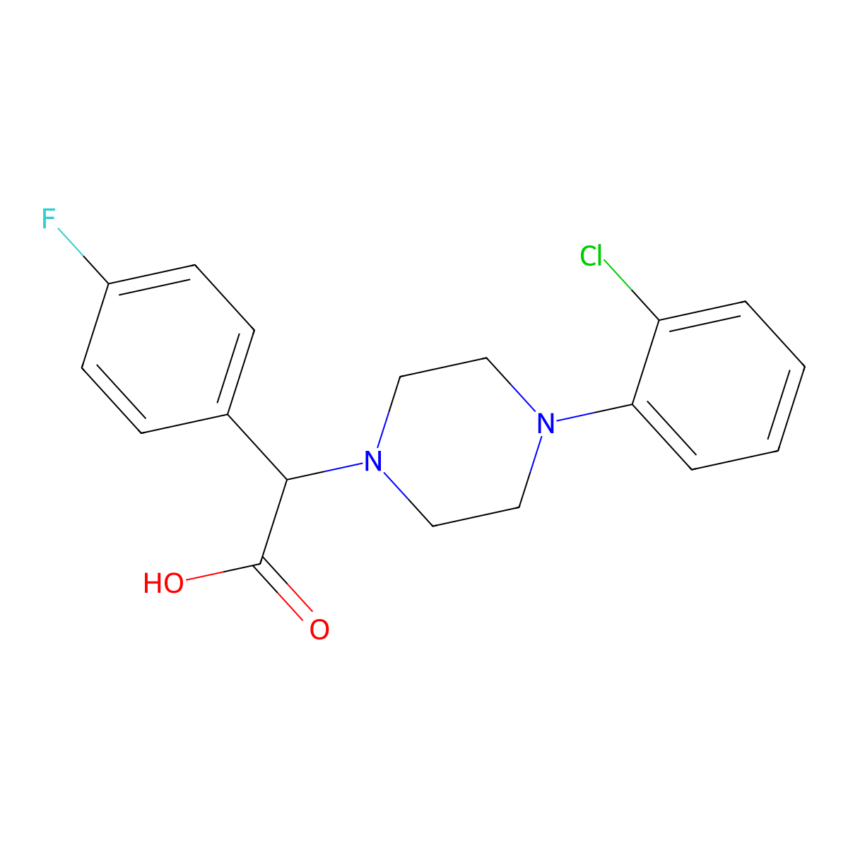 2-(4-(2-Chlorophenyl)piperazin-1-yl)-2-(4-fluorophenyl)acetic acid molecular structure, CAS 1439904-12-7